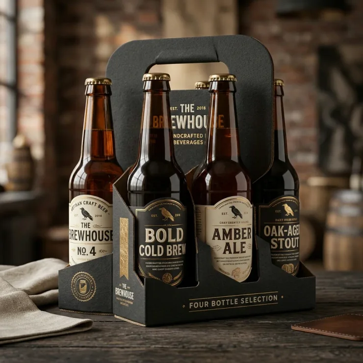 Premium beverage packaging bottle carrier box