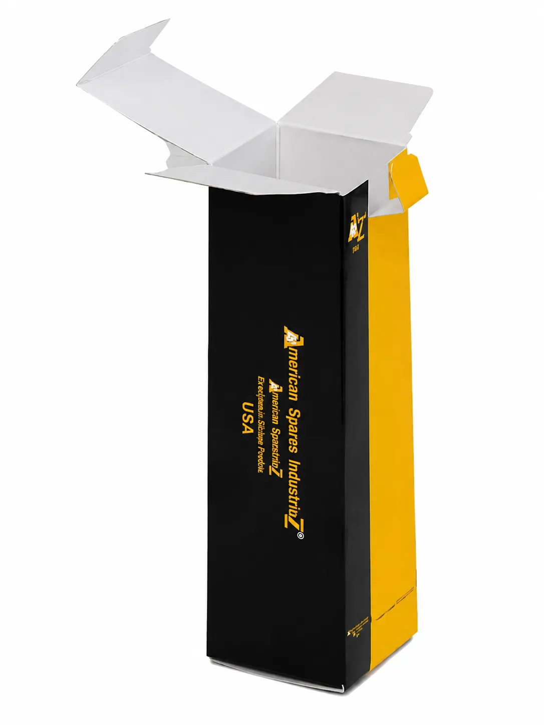 Black and yellow private label carton opened