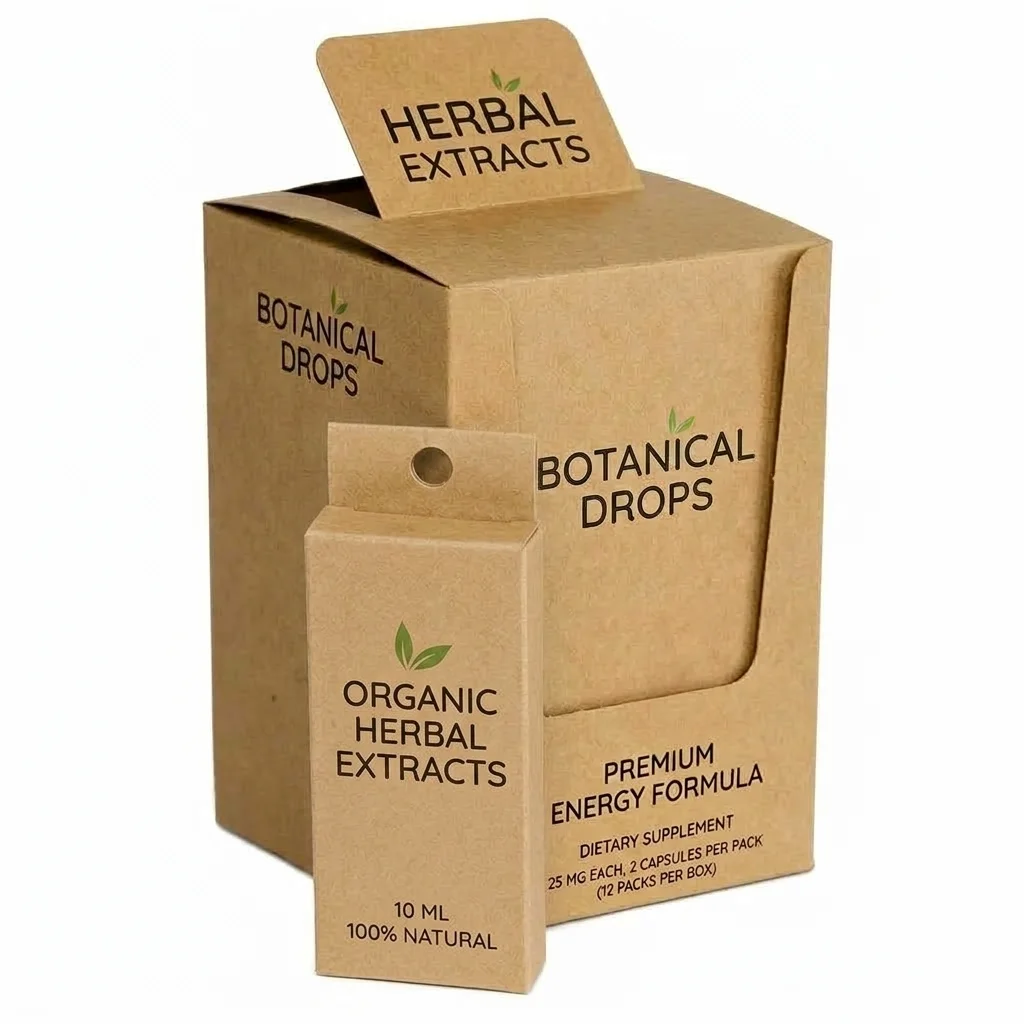 Botanical herbal extracts counter display and hanging box packaging