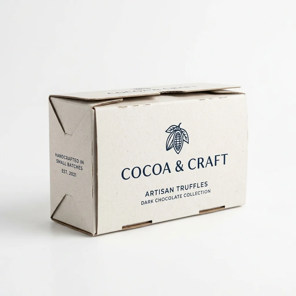 Luxury artisanal chocolate box packaging with dividers