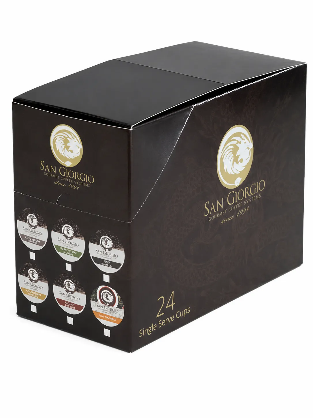 Closed black coffee packaging box