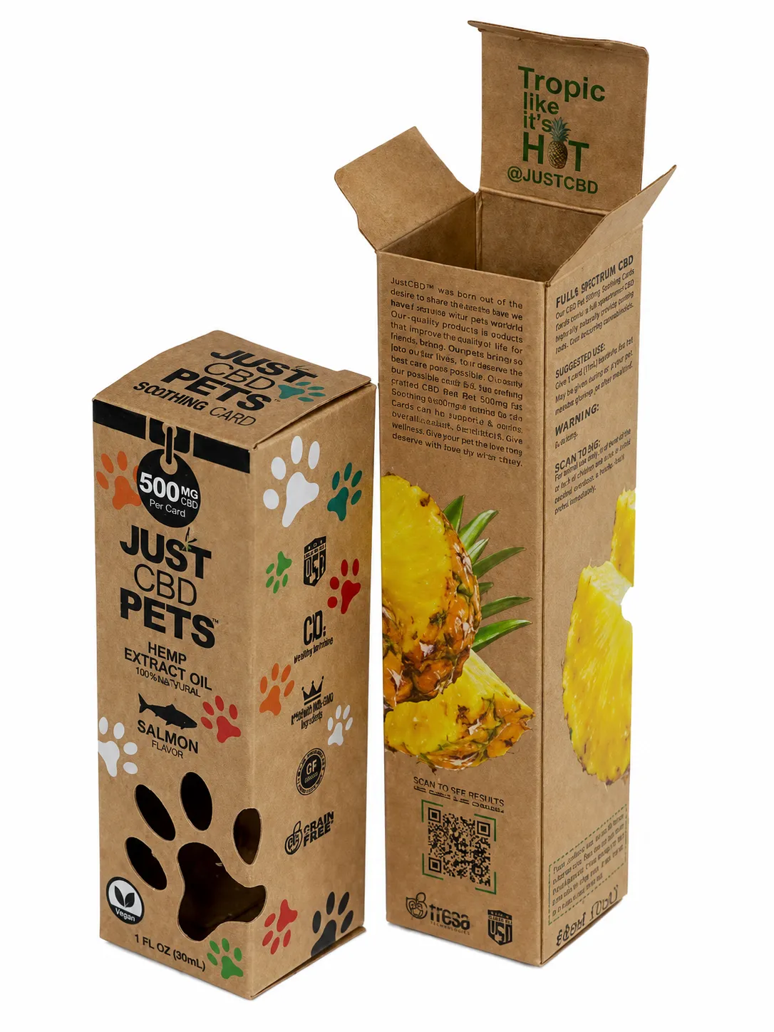 Opened kraft pet care paper box packaging