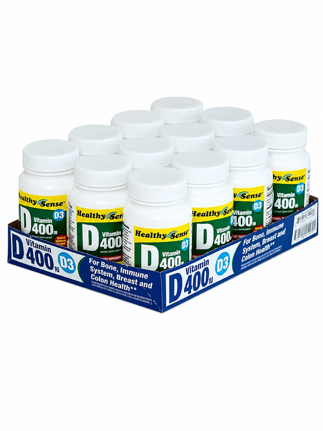 Vitamin D pharmaceutical bottle tray packaging