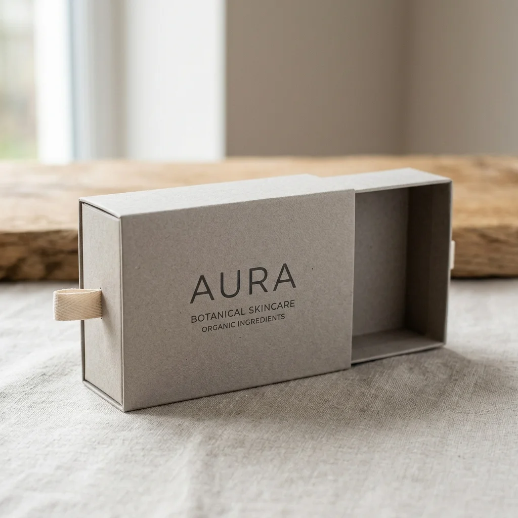 Premium custom sliding drawer folding paperboard box with pull tab