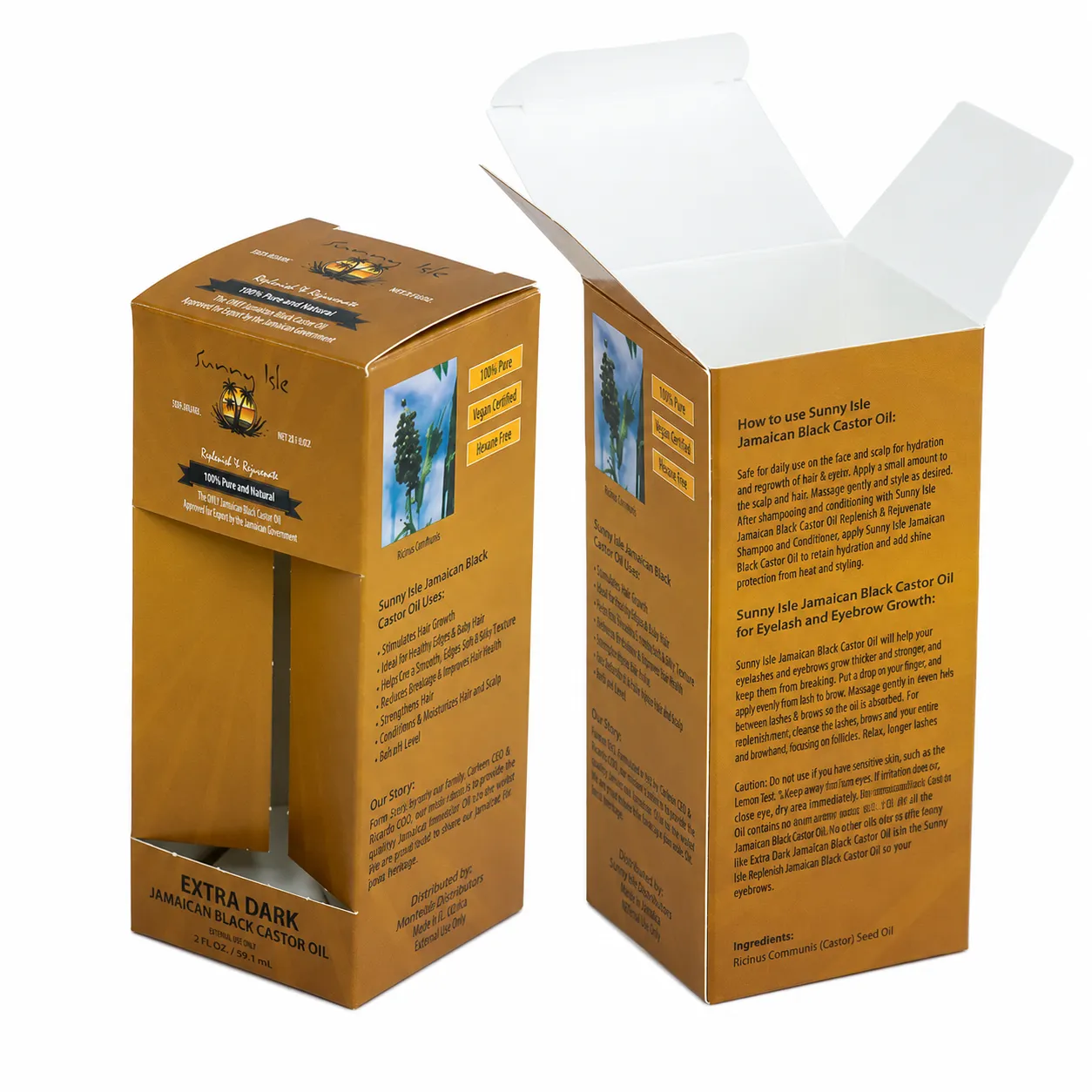 Essential oil paper box packaging with open and closed cartons