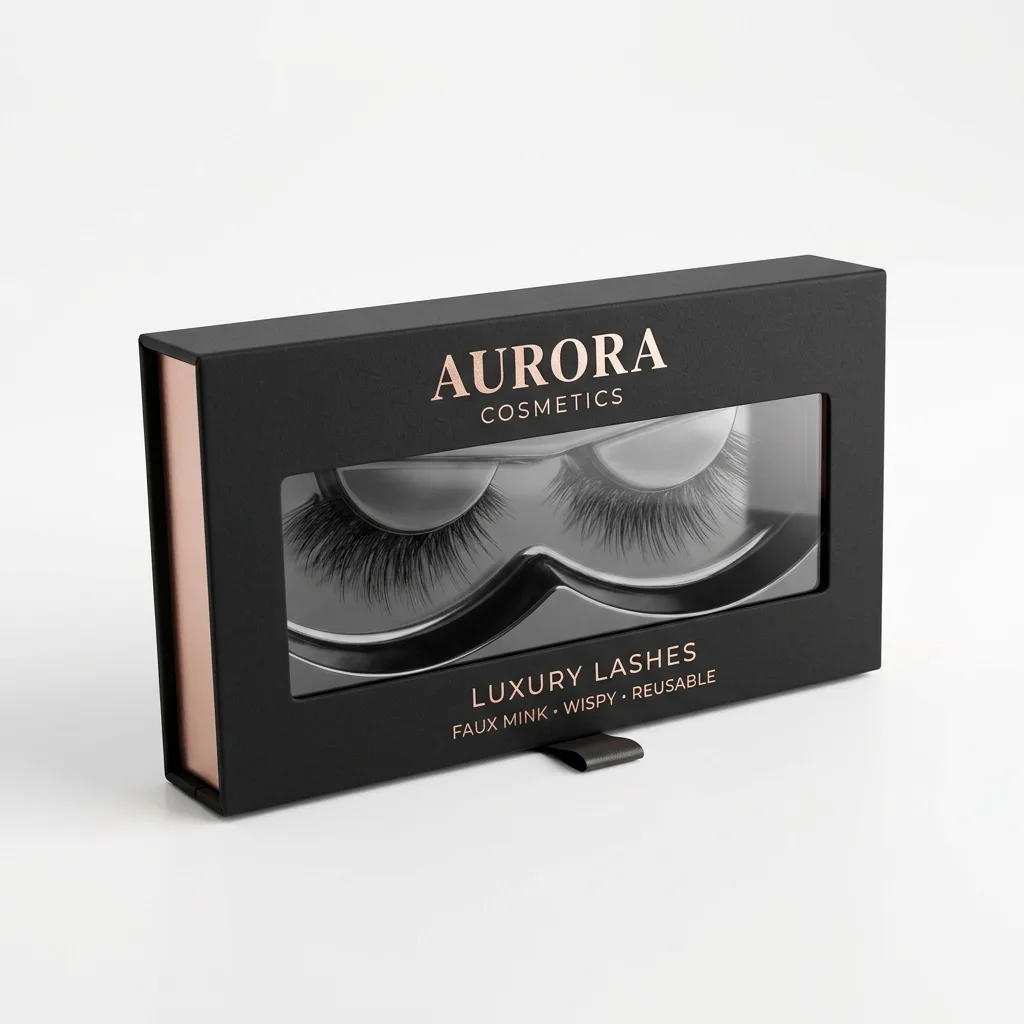 Premium custom printed eyelash packaging box with clear window