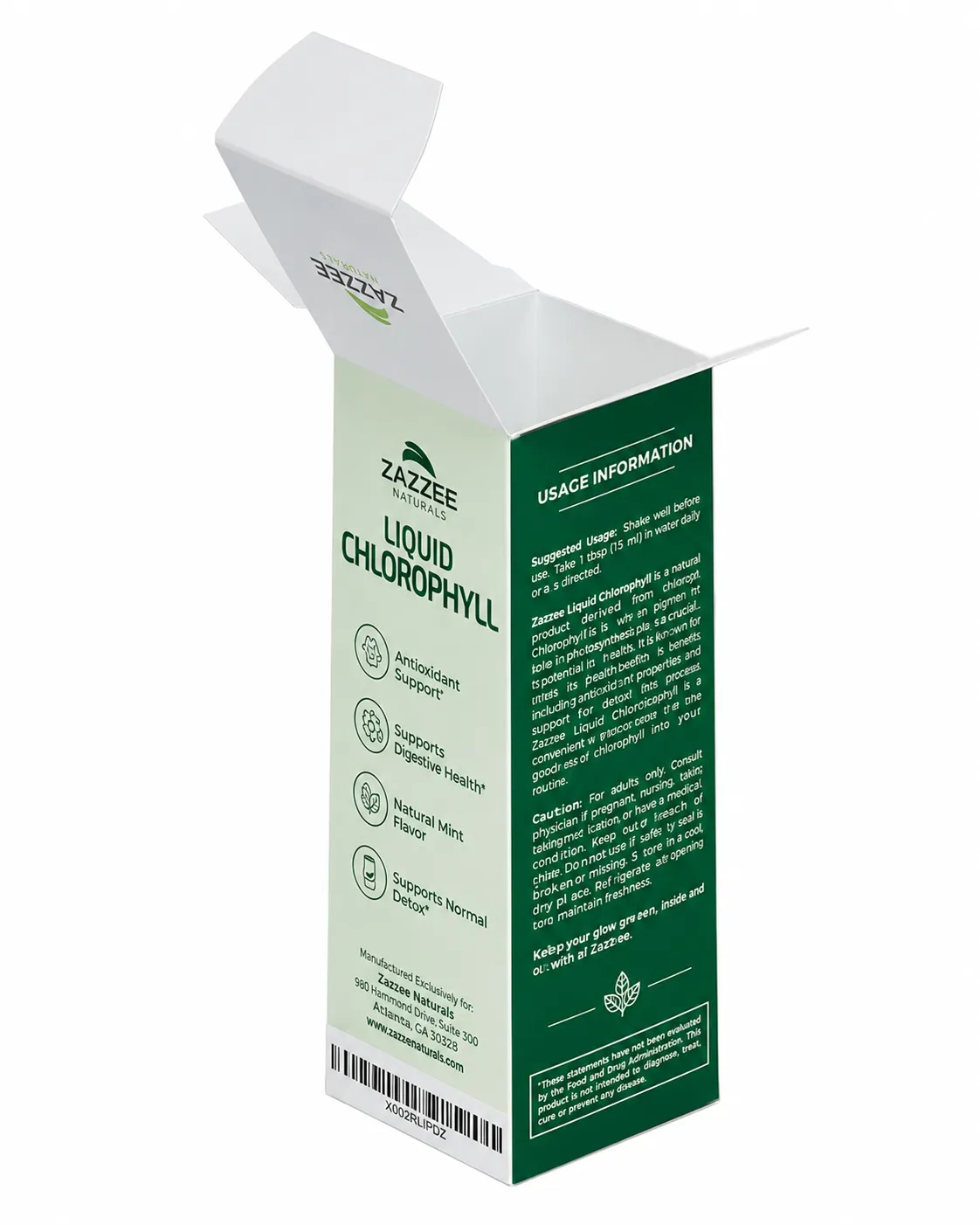 Liquid chlorophyll pharmaceutical paper box packaging