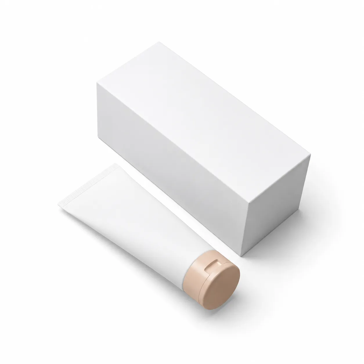 White lotion paper box packaging with bottle
