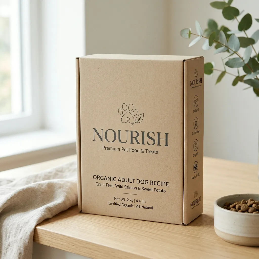 Premium pet food and treats cardboard packaging box