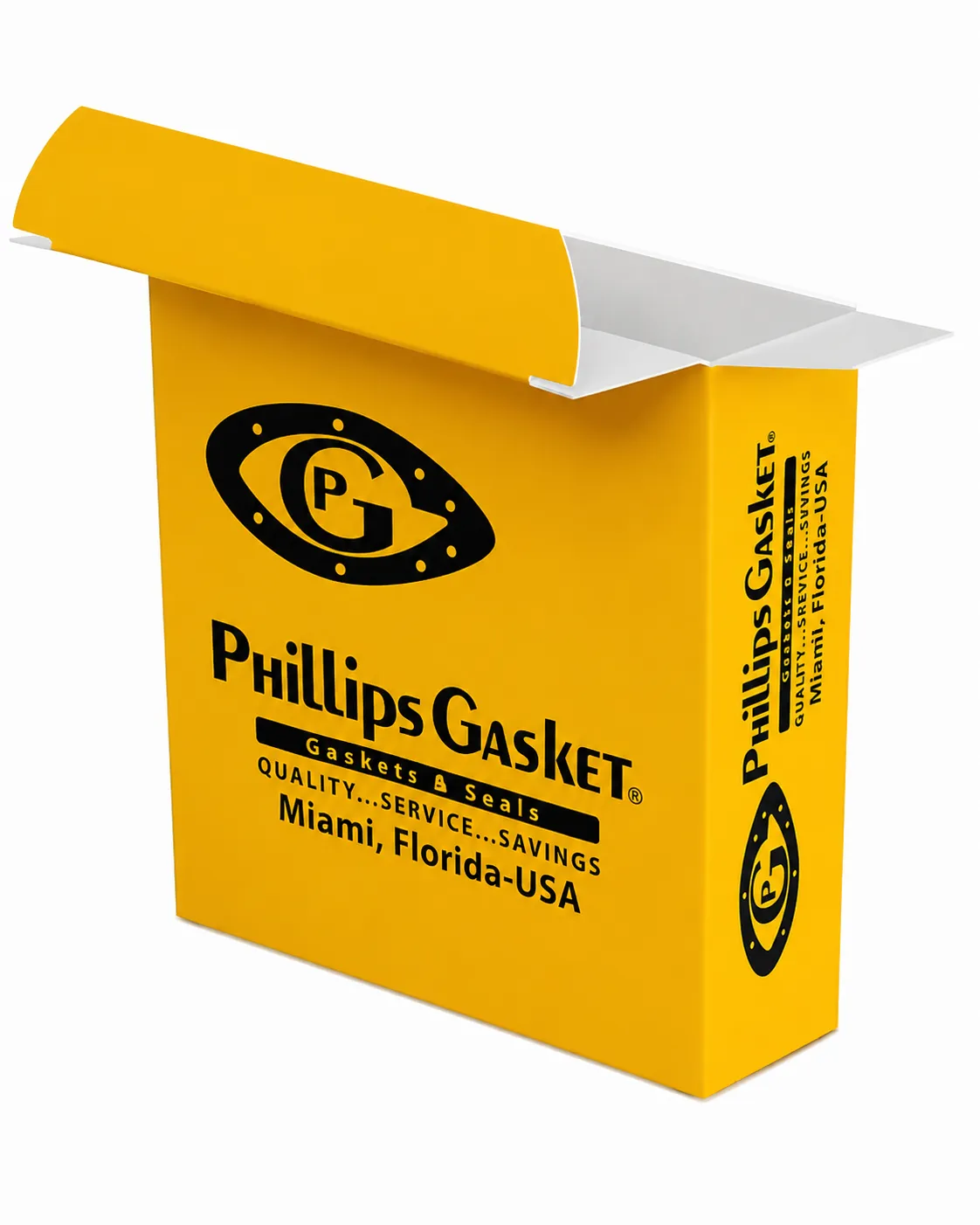 Opened square yellow private label paper box