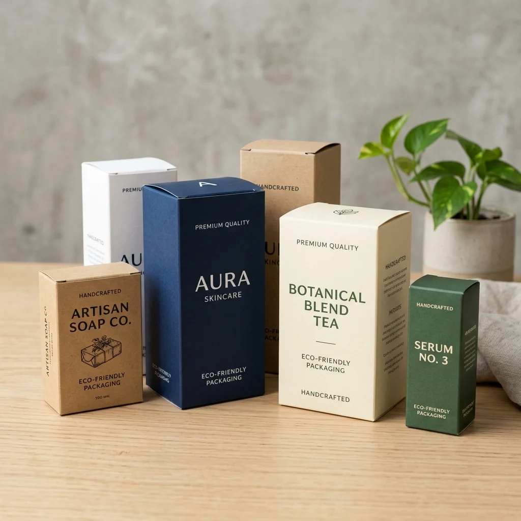 USA-manufactured custom printed folding carton paperboard boxes representing cosmetics, pharmaceutical, and food packaging